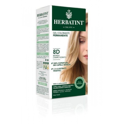 BIONDO CHIARO DORATO 8D GEL COLORANTE PERMANENTE HERBATINT 150ML